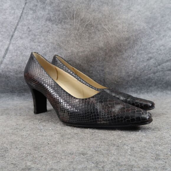 Rangoni Shoes Womens 7.5 Pumps Heels Fashion Snake Chic Classic Slip On Snip Toe - Picture 1 of 16